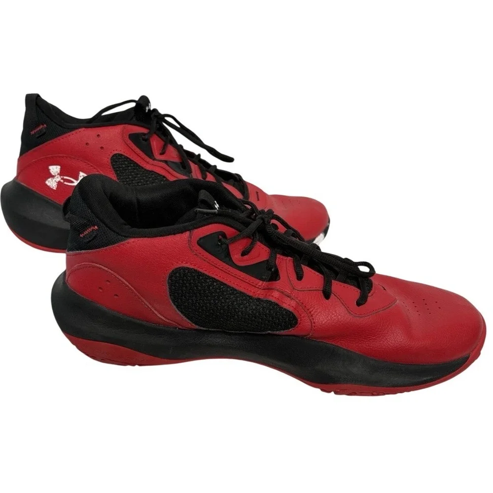Under‎ Armour Men's Basketball Shoes Red Black Low Top Athletic Sneakers US 15